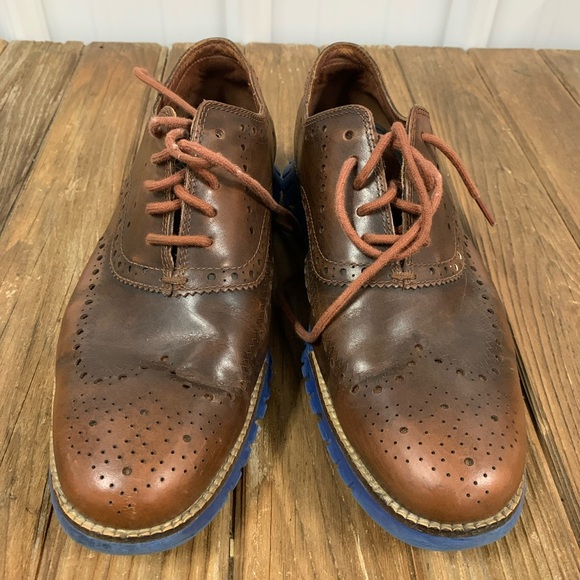 Cole Haan Brown and Blue Oxfords with Modern Sole - Picture 4 of 4